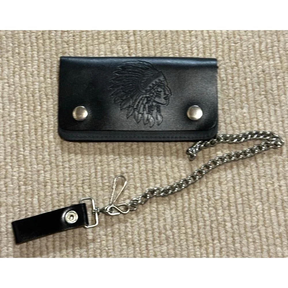 Wallet Genuine Leather USA Chain Cool moto biker retro outsiders western chief